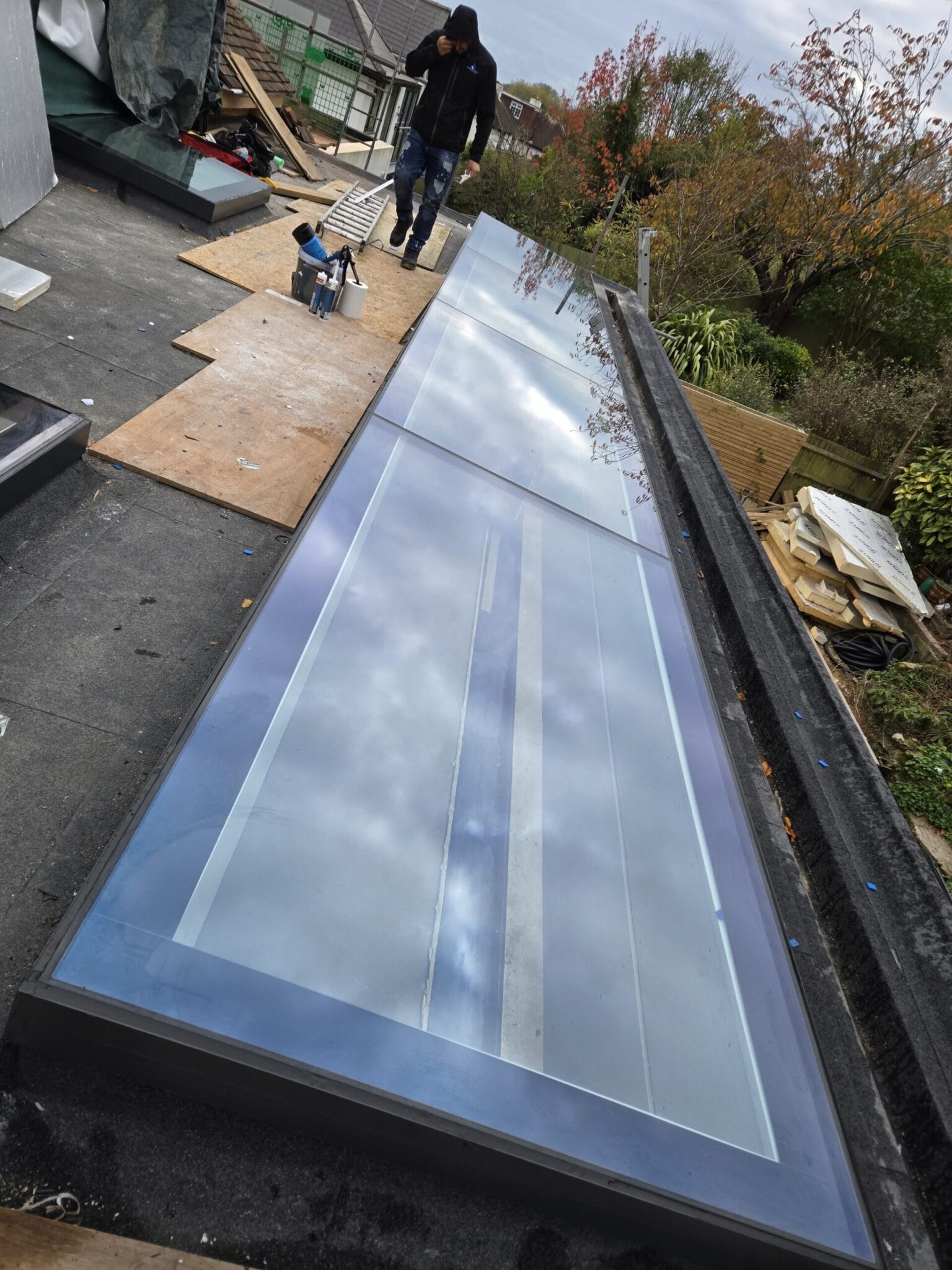 Flat roof skylight installation in Barnet
